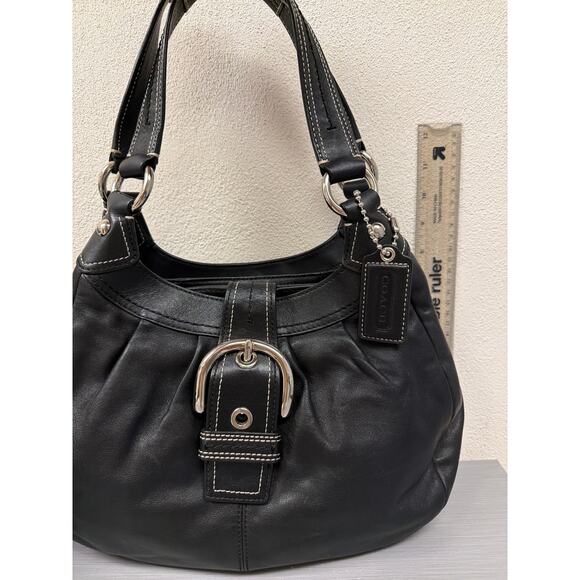 Coach Y2K Soho Leather Lynn Pleated Hobo Buckle Black Shoulder Bag Purse F15527 - Picture 16 of 16